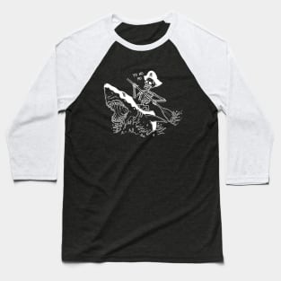 Skeleton Pirate Riding Shark Baseball T-Shirt